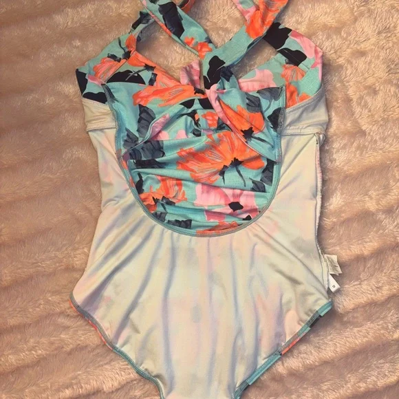 Seafolly Blue and Orange One Piece Swimwear - Picture 3 of 8